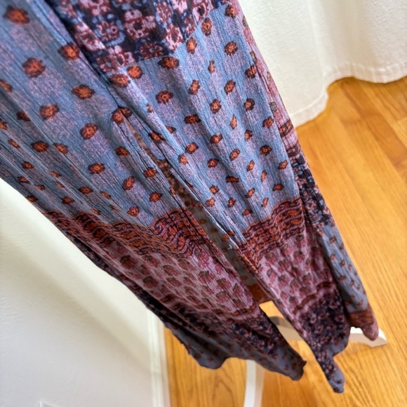 American Eagle Boho Indian Floral Print Ruffle Sleeveless Maxi Dress S - Picture 4 of 13